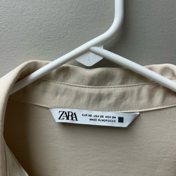 Zara Beige Cropped Satin Blouse - Picture 4 of 5